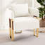Chaise d'appoint moderne en velours blanc 2 pièces avec pieds dorés, idéale pour les espaces multiples, un soutien ergonomique scientifique et un assemblage simple.