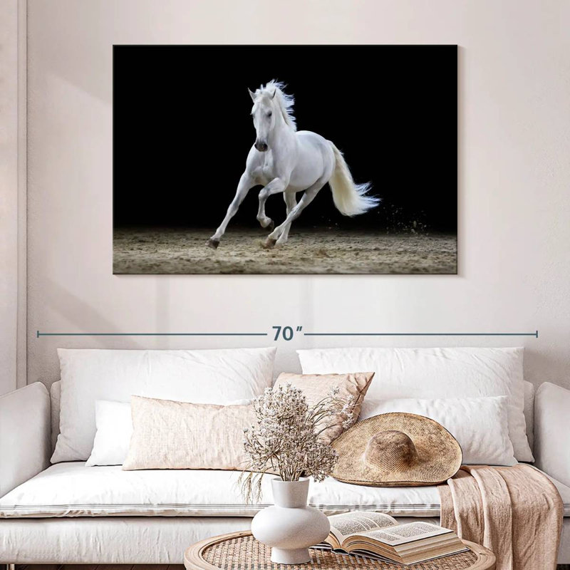 Brampt Galloping White Stallion, 32" H x 48" W