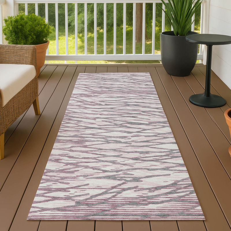 Machine Washable Indoor/Outdoor Chantille ACN2771 Modern Rug, 2'3" x 7'6" Runner, Blush