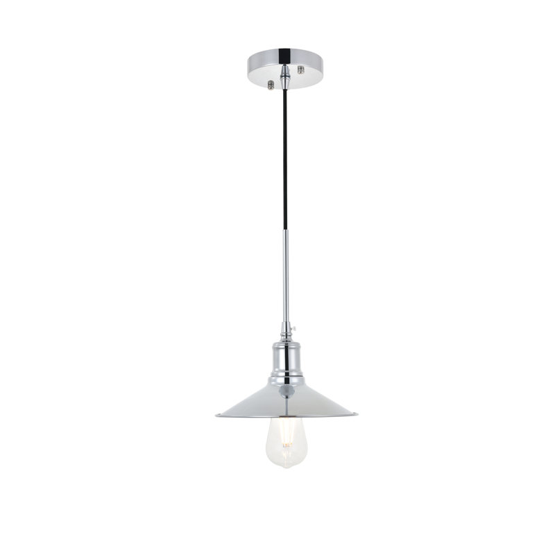 Luminaire suspendu 1 lumière à cône simple Shetler, Chrome