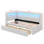 Lit plateforme tapissier simple avec prises USB, luminaires à DEL et 2 tiroirs-2078595897