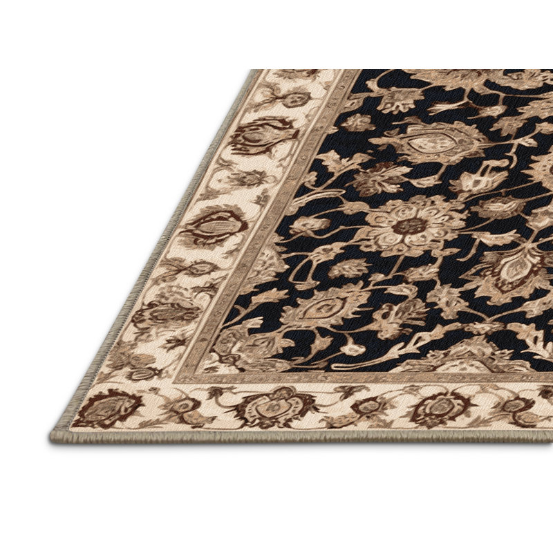 Tapis beige lavable à la machine, Rond 4 pi