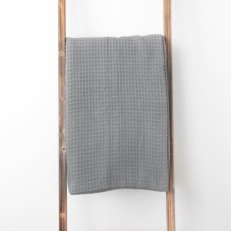 Waffle Weave Cotton Blanket Waffle Throw Blanket, Grey, Queen