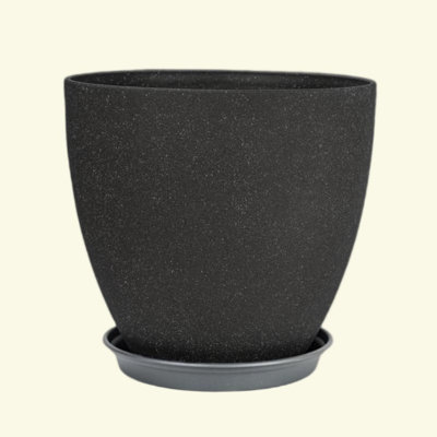Forest Resin Round Plant Pots With Tray