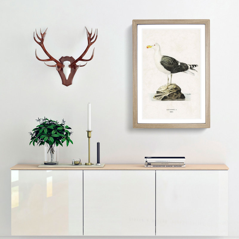 Great Black-Backed Gull by Von Wright - Picture Frame Painting Print, 87cm H x 62cm W x 2cm D, Oak Framed