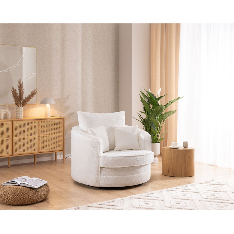 Ted I Upholstered Swivel Armchair, White