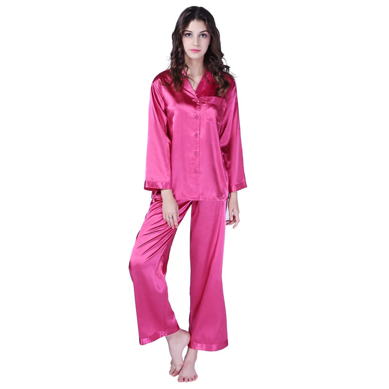 Ensemble de pyjama à deux pièces en satin pour femme, TG, Mauve