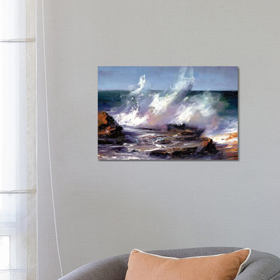 Waves Crashing Against Rock by Bozhena Fuchs - Wrapped Canvas Gallery-Wrapped Canvas Giclée
