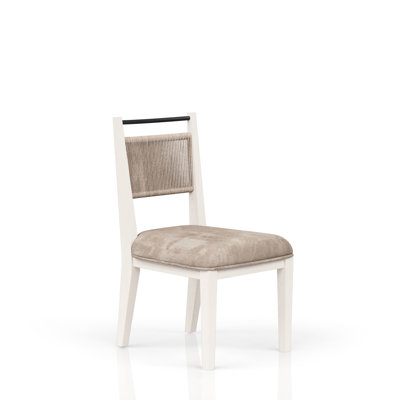 Fauteuil à dossier en corde en bois massif, revêtement vanille / tissu, 25,05 po Largeur, 29,13 lb avec base en bois, 36,28 po de hauteur