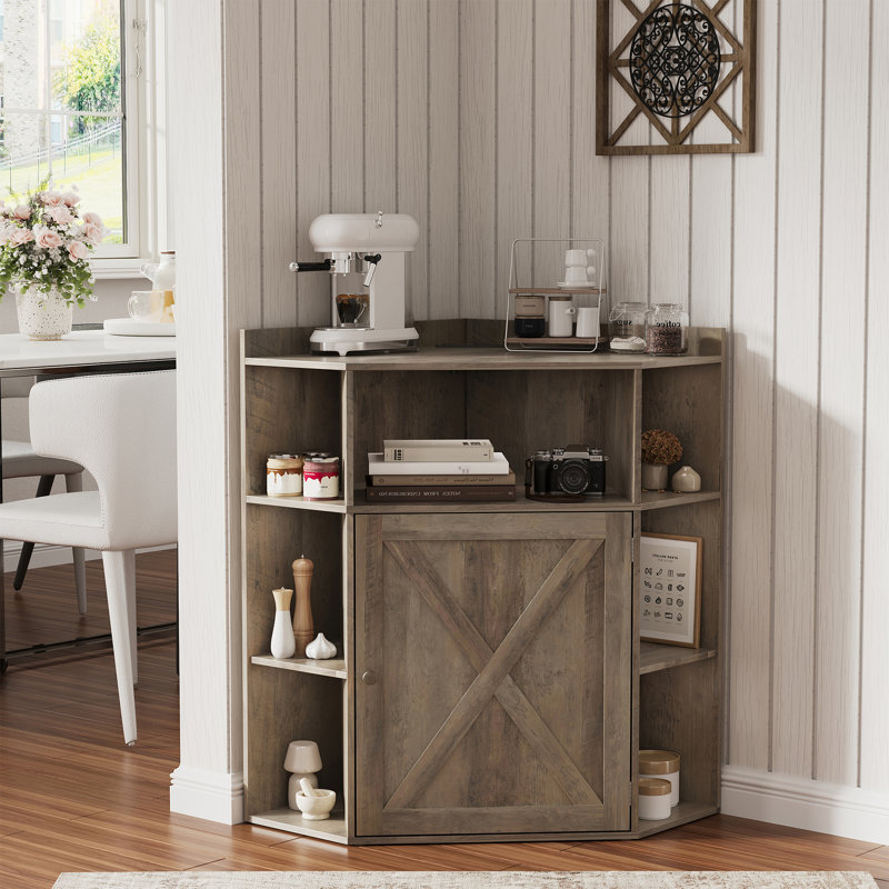 Corner Storage Shelf With USB Ports And Outlets Industrial Organizer, Grey