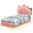 Floating Cloud Crown Velvet Bed with Headboard Storage, LED Light & Built-in Charging Outlet-365814531-365755968