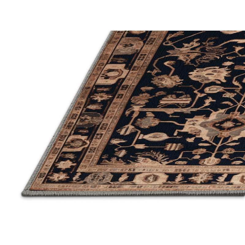 Machine Washable Turkish Gray Area Rug, Rectangle 7' x 9'