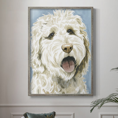 Labradoodle II, reproduction encadrée - bois massif