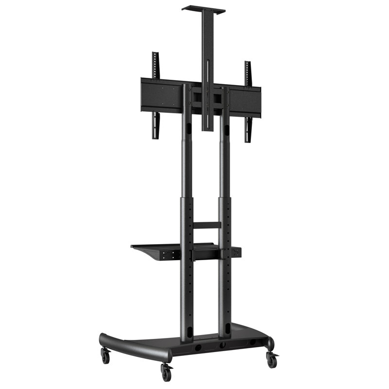 Black Adjustable Height Metal TV Stand with Wheels