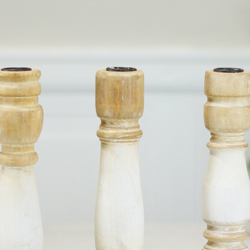 Bougeoirs en bois blanc 11 po.