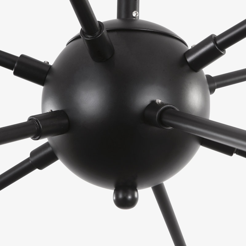 Luminaire d'îlot de cuisine moderne à 10 lumières avec lustre sphérique Spoutnik Jamee, Noir mat, 10 lumières