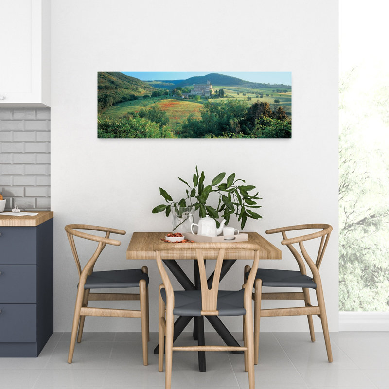 High Angle View Of A Church Abbazia Di Sant Antimo Tuscany Italy by Peter Adams - Wrapped Canvas Panoramic Print