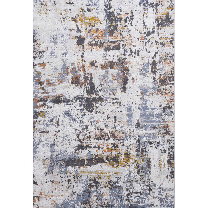 Tapis abstrait non délesté / bleu marine 5 x 7 - Teinture pour salle à manger, chambre à coucher, bureau de décoration intérieure