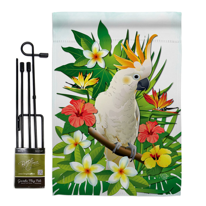 Ensemble de drapeau 19 x 13 po Tropical Cockatoo