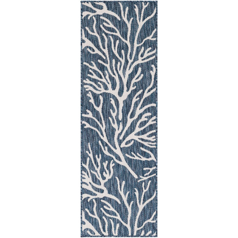Tapis bleu contemporain Azilynn, Tapis de couloir 2 pi x 6 pi 1 po