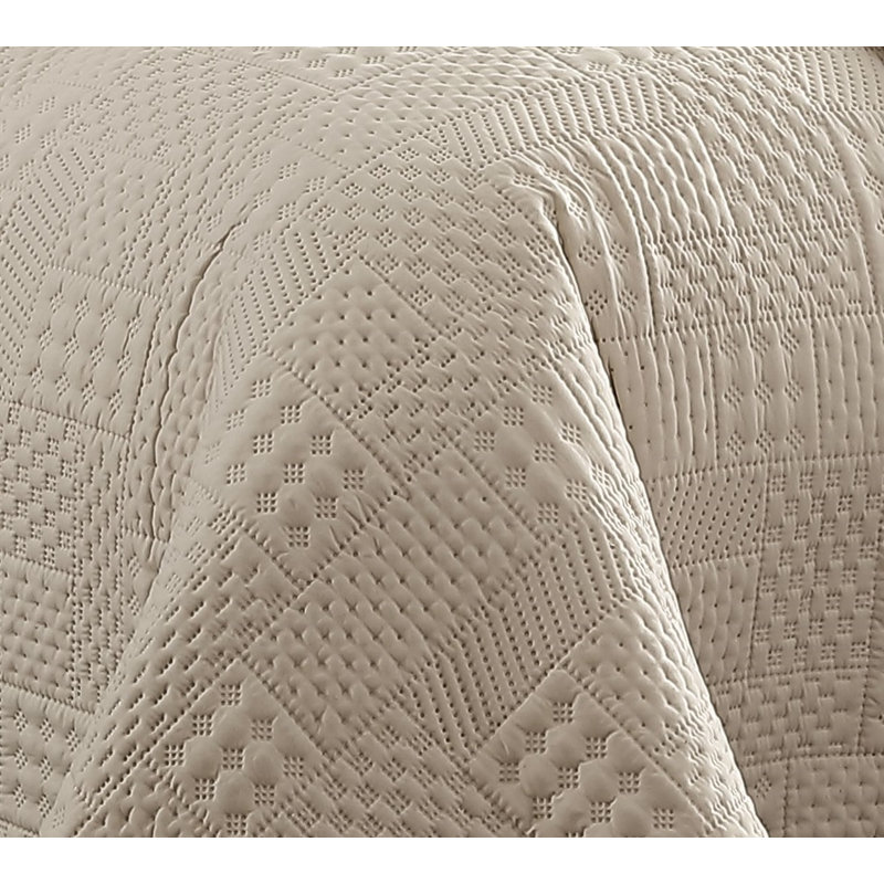 Ensemble de courtepointe réversible en microfibre Yardley, Courtepointe simple + 1 taie décorative simple, Gris clair