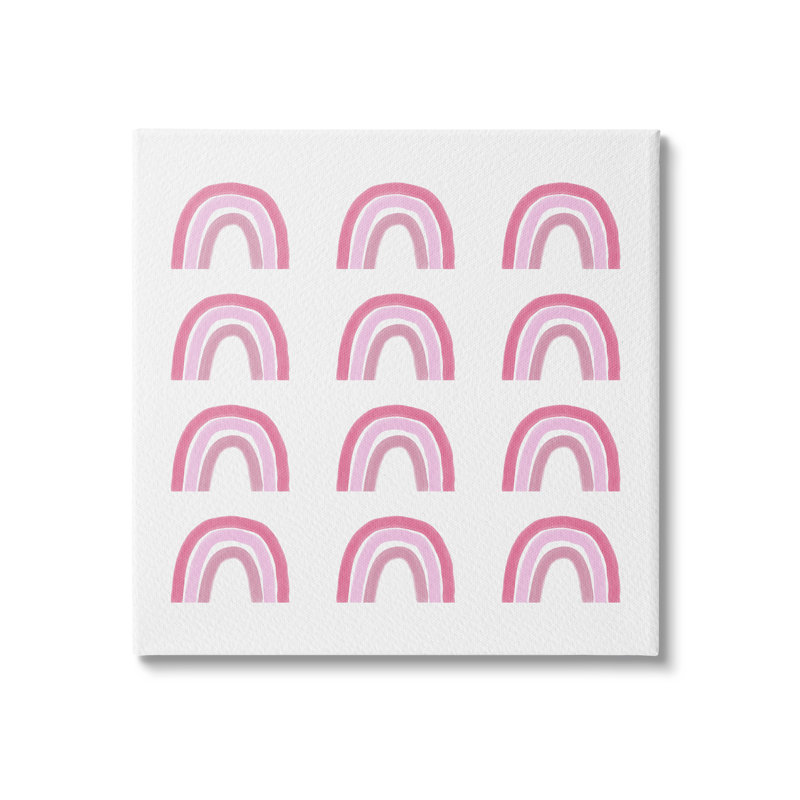 Motif de formes arc-en-ciel rose à rayures, conception décontractée surdimensionnée, art numérique sur toile par Amy Brinkman
