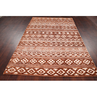 Tapis de zone en laine noué lae 5 pi 4 po x 7 pi 11 po one-of-kind main