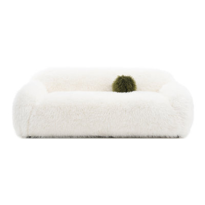 Harry Faux Fur Sofa With Ball Pillow