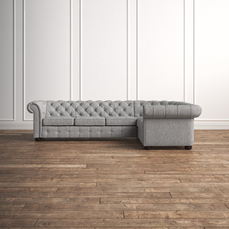 Huskins Upholstered L-Shaped Sectional, Pewter Gray Linen
