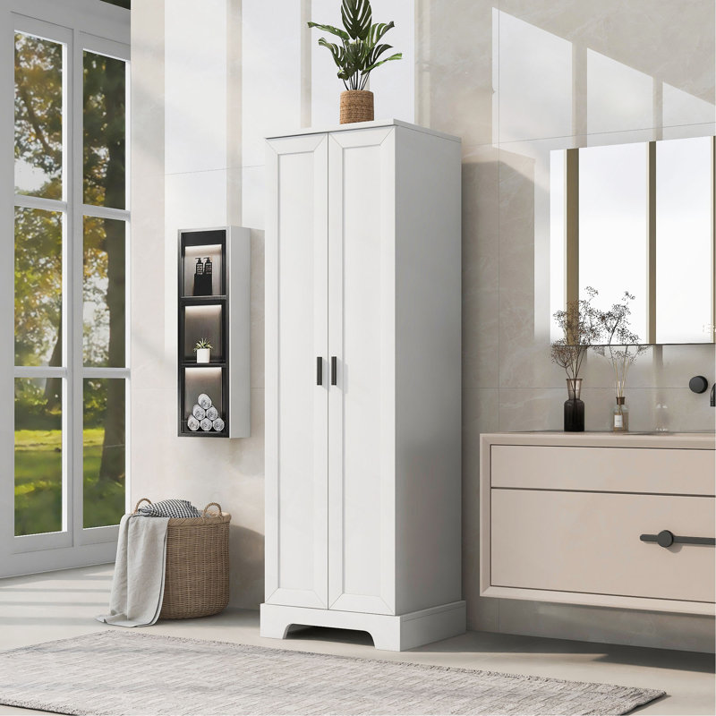 Versatile Bathroom And Office Storage Cabinet With Adjustable Shelves And Anti-Tipping Device, White
