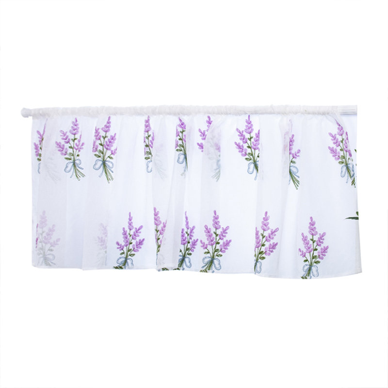 Rideau court brodé pour armoire de cuisine (violet)