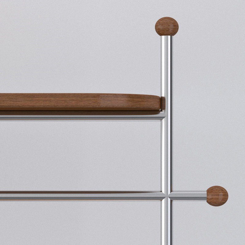 Stainless Steel Coat Rack Solid Wood Storage