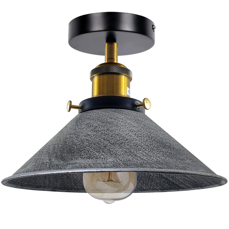 Denzel Semi Flush Mount, Brushed Silver