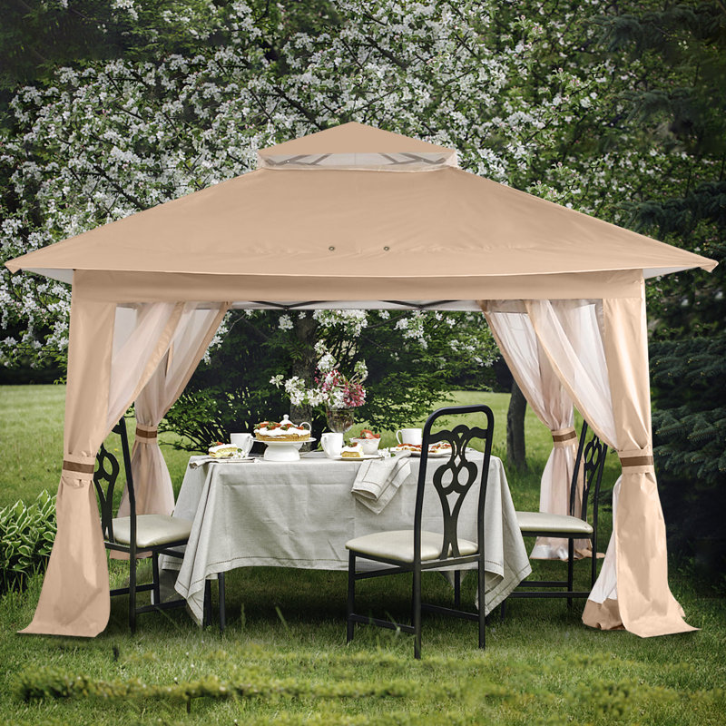 Steel Patio Gazebo, 108'' H x 132'' W x 132'' D, Khaki