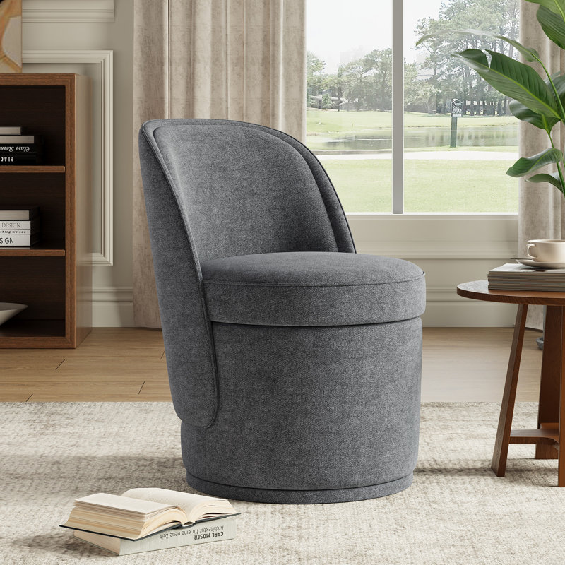 Petit fauteuil d'appoint pivotant avec rangement petit tonneau, sans assemblage, Gris foncé