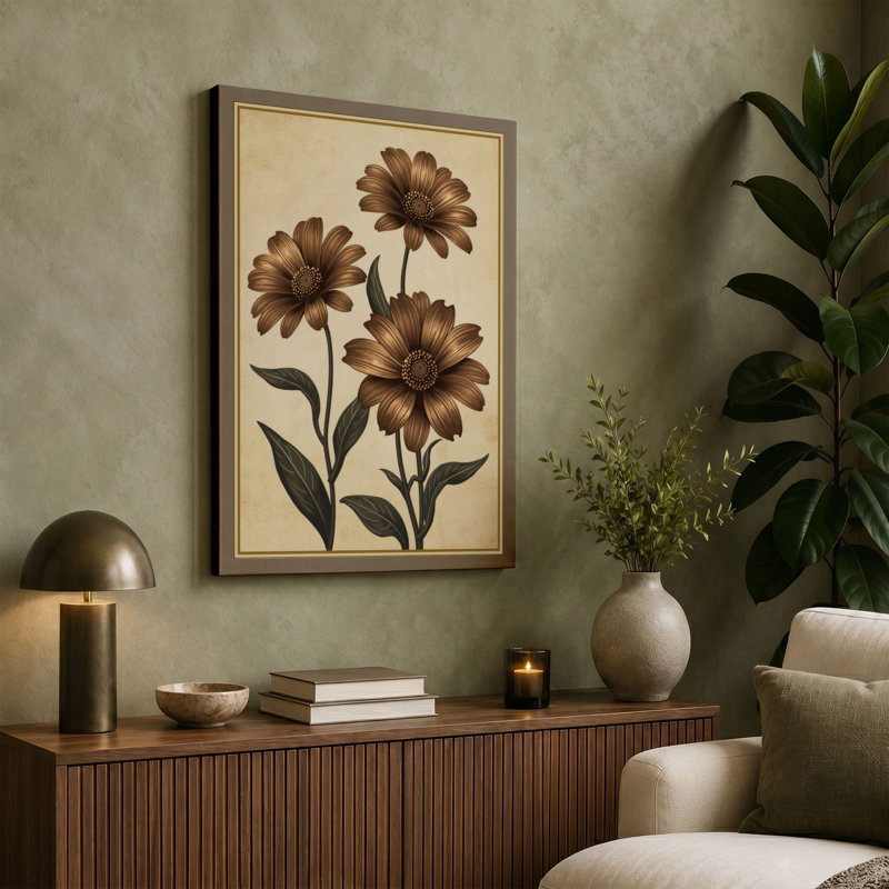 Three Daisy Studies Botanical - Wrapped Canvas, 24x16 - 61.0 x 40.6 cm, White Border