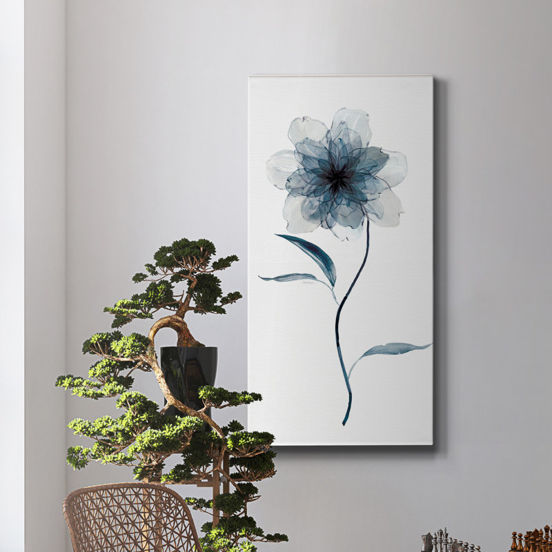 " Indigo Floral II " Watercolor Print, 40" H x 20" W x 1.5" D