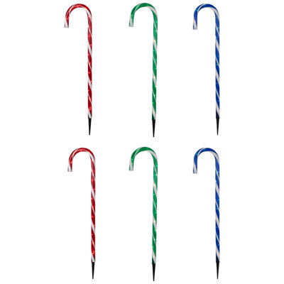 Lighted Outdoor Candy Cane Christmas Pathway Markers - 28" - Set Of 6