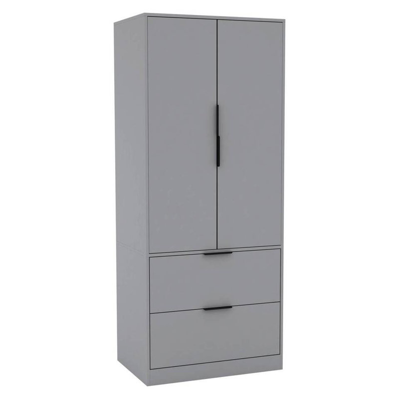 Sibby 2 Door Solid Wood Wardrobe, Grey