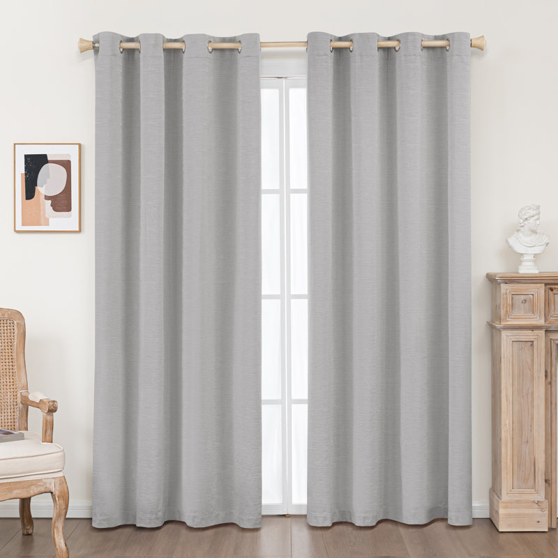 Paire de rideaux 100% occultant et isolant en mélange de coton Clesta, Kaki, L 52 po x L 96 po