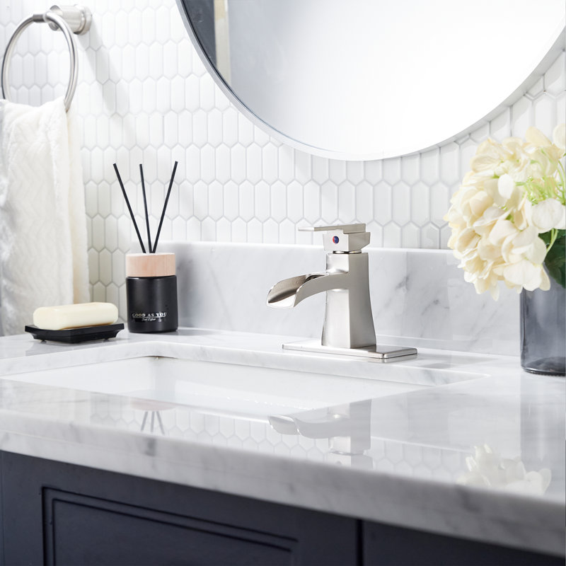 Single-hole Single-handle Bathroom Faucet With Drain Assembly, Brushed Nickel