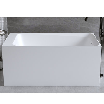 Baignoire 51 po à surface solide matte, baignoire autoportante en pierre de résine à surface solide, baignoire blanche matte à surface solide, baignoire autoportante avec trop-plein et bonde escamotable
