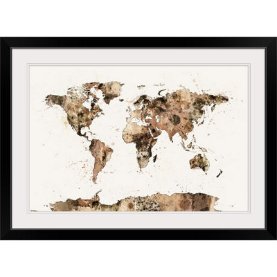 Aniesha " Map Of The World Map Sepia Watercolor " by Michael Tompsett
