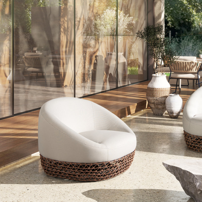 Demars 35.5" Upholstered Woven Patio Deep Seating Armchair