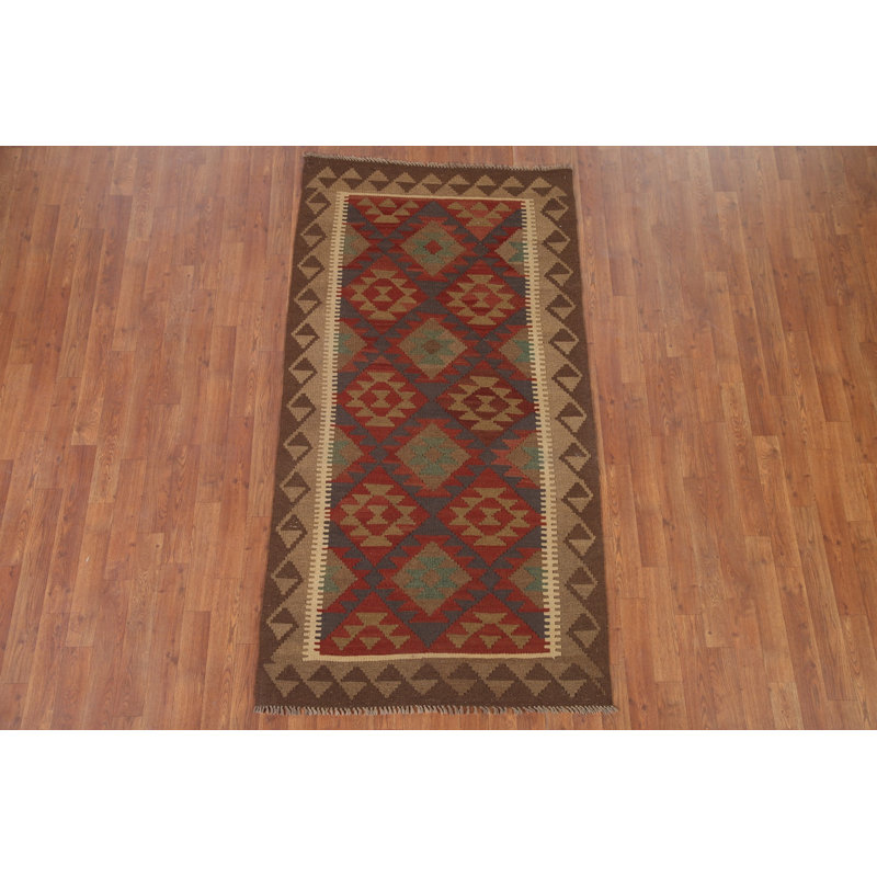 Tapis de couloir oriental géométrique Kilim 3 x 7