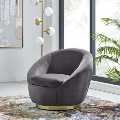 Buttercup Performance Velvet Performance Velvet Swivel Chair In Gold Pink