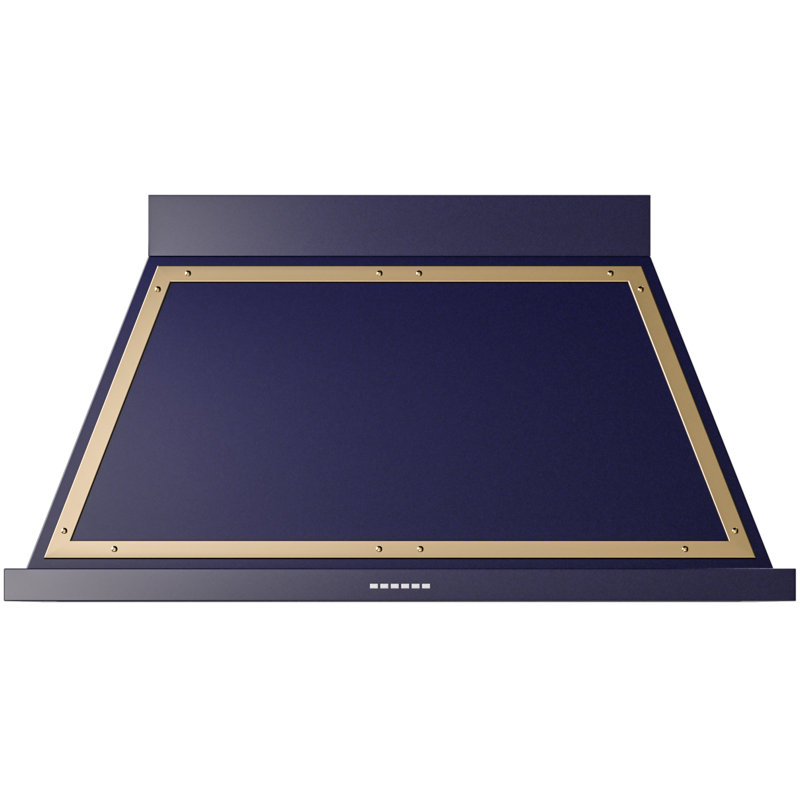 ILVE Nostalgie II Series Noblesse 48 inch Wall Mount Range Hood with 600 CFM, Midnight Blue/Brass