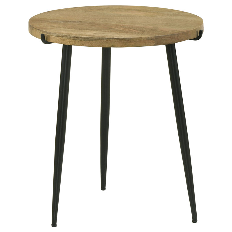 Doroty Round Solid Wood Top End Table Natural and Black