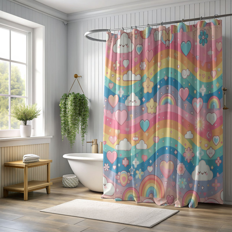 Rideau de douche standard 1 pièce Dreamy, H 74 po x l 71 po