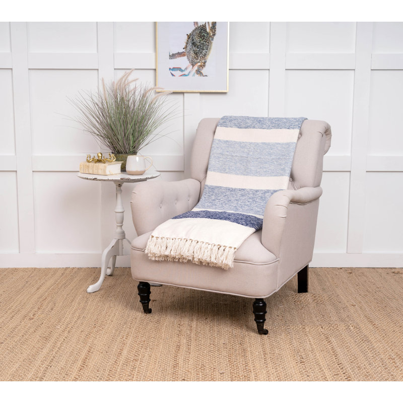 Blue Wide Striped Throw Blanket
